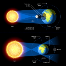 Solar & Lunar Eclipses. Vector.